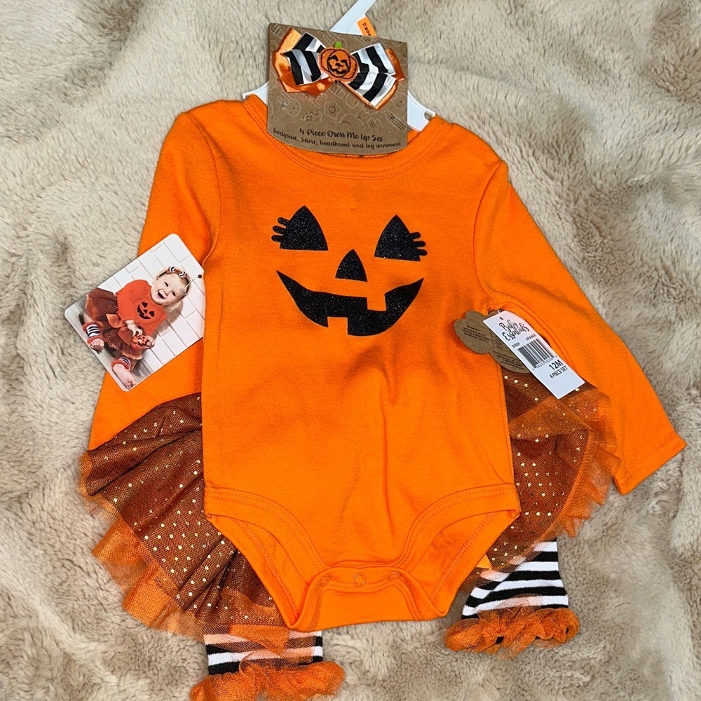 NEW Baby Essentials 4 Piece Dress Me Up Set bodysuit skirt headband & legwarmers